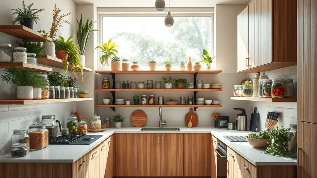 Une cuisine élégante avec un espace de rangement écologique.