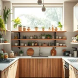 Une cuisine élégante avec un espace de rangement écologique.