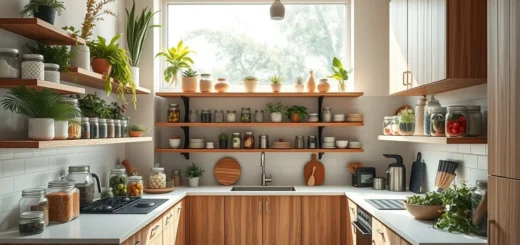 Une cuisine élégante avec un espace de rangement écologique.