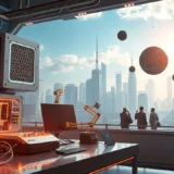 Une scène photoréaliste illustrant les dernières avancées en technologie quantique