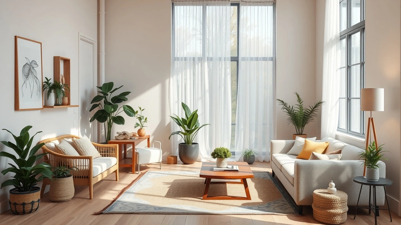 espace interieur zen avec plantes et meubles harmonieux