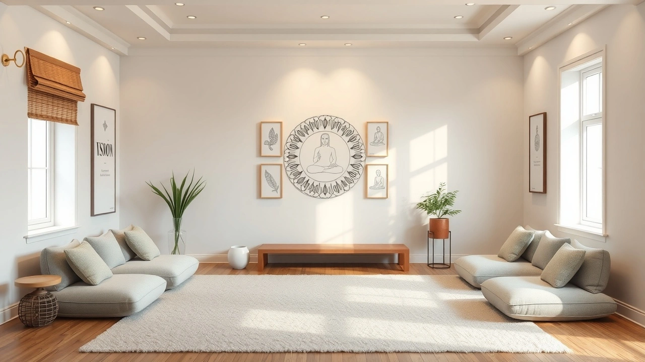 espace de meditation calme avec chaises et aide visuelle