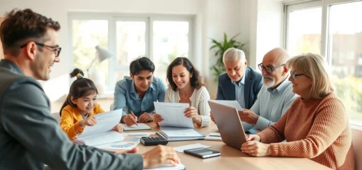 Une illustration montrant des personnes de différents âges planifiant leurs finances.