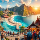 Une illustration photoréaliste des expériences de voyage immersives autour du monde.