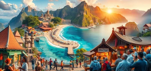 Une illustration photoréaliste des expériences de voyage immersives autour du monde.