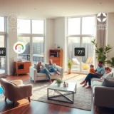 Une maison moderne avec des capteurs intelligents qui améliorent le quotidien des habitants.