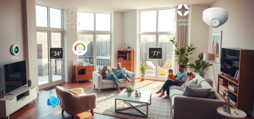 Une maison moderne avec des capteurs intelligents qui améliorent le quotidien des habitants.