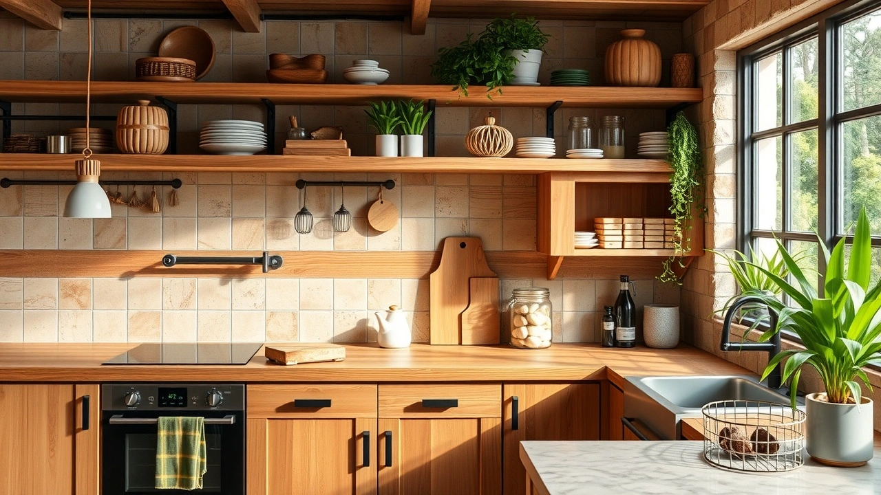 matériaux écologiques dans une cuisine moderne