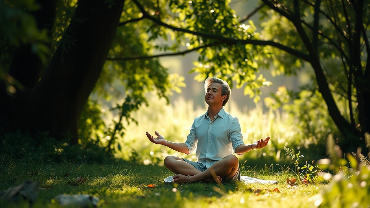 person en train de mediter dans la nature