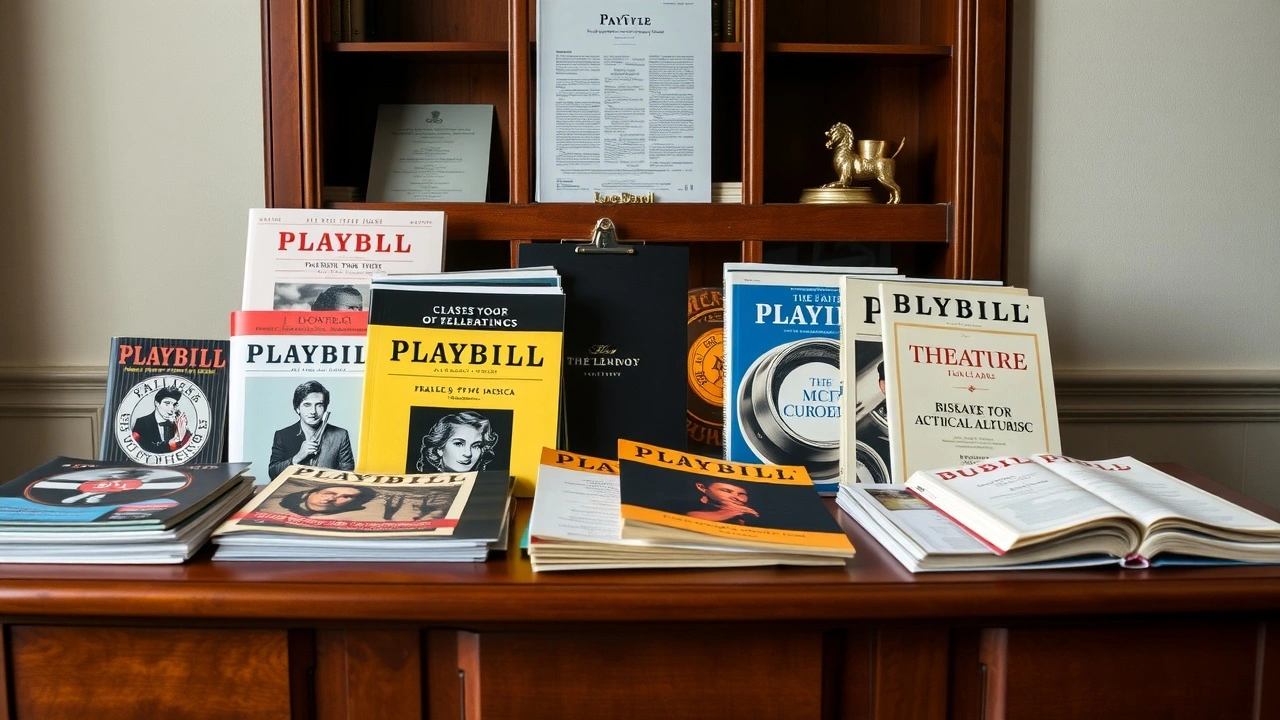 programmes de comédies musicales sur une table en bois