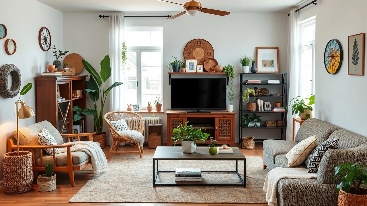 salon avec accessoires ecoresponsables et decoration simple