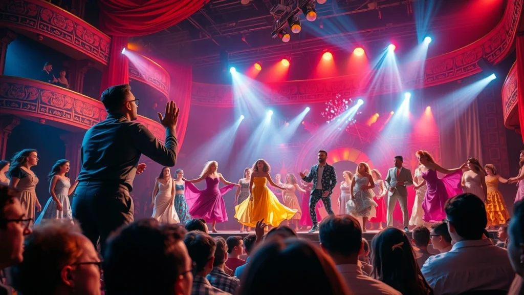Une scène captivante d'une performance de comédie musicale.