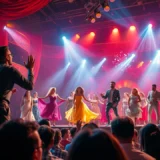 Une scène captivante d'une performance de comédie musicale.