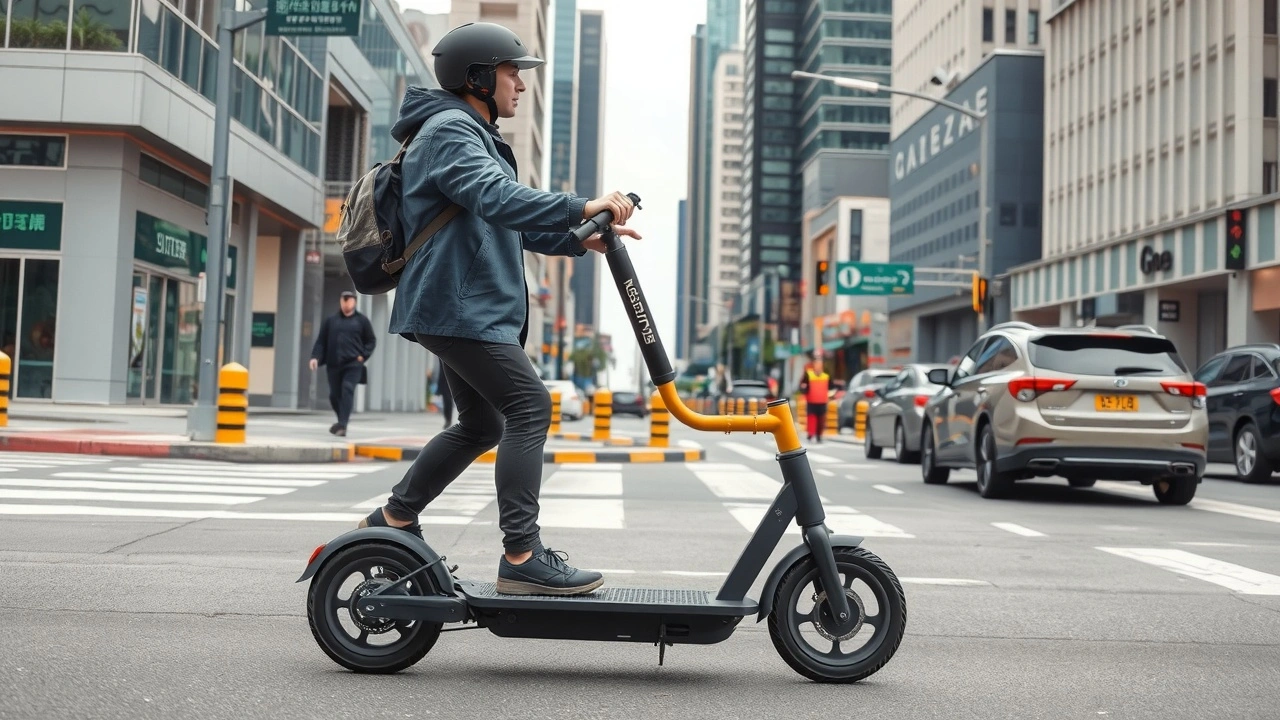 person sur un scooter electrique dans une rue de ville