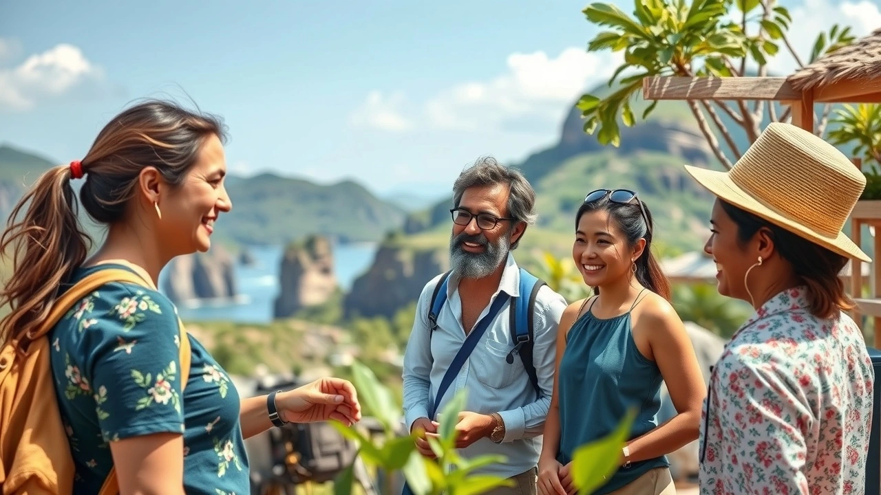 voyageur échangeant avec des membres d'une communauté locale