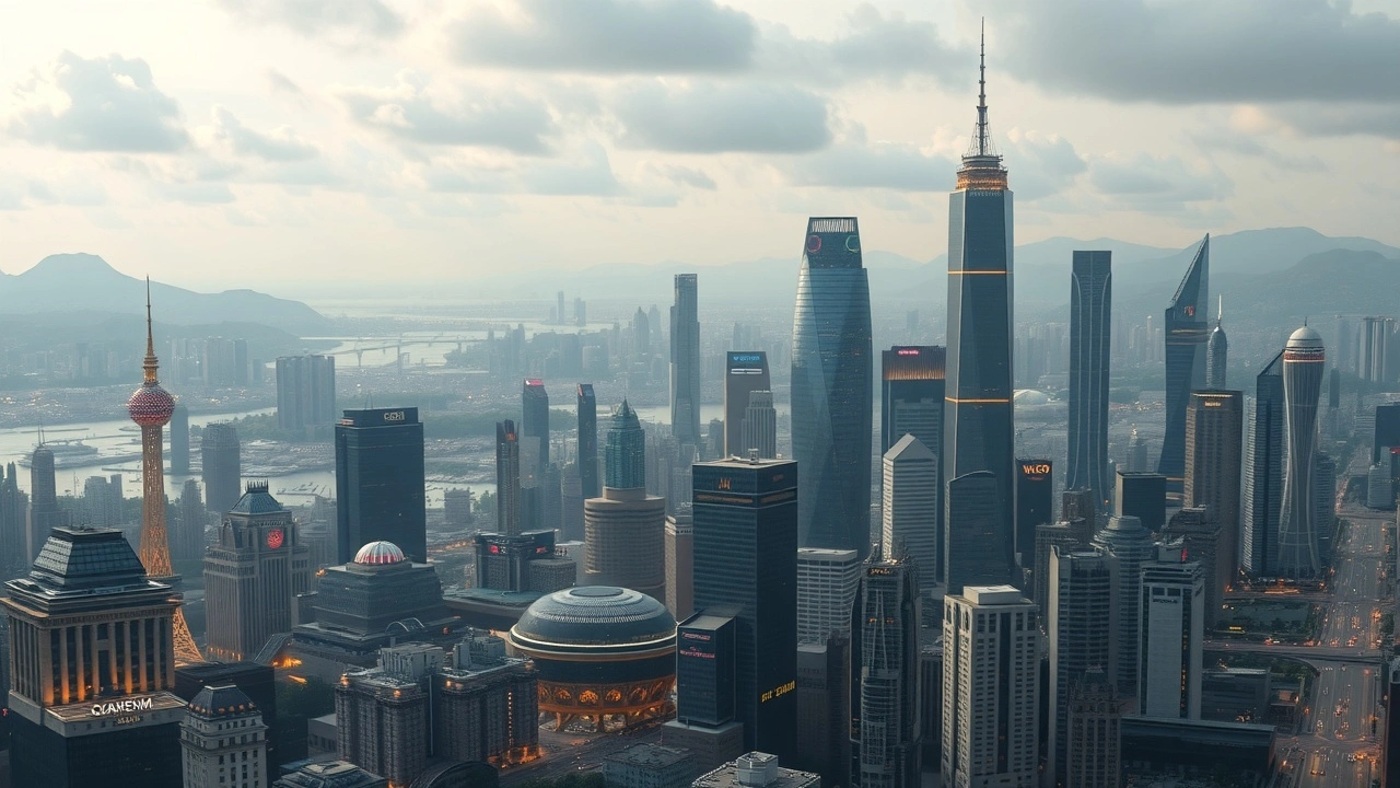 vue d'une ville futuriste avec technologie quantique