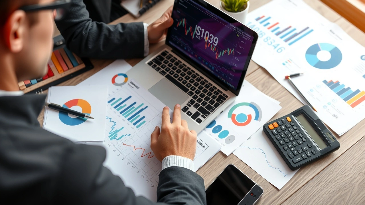 person analysant des données financières sur un ordinateur