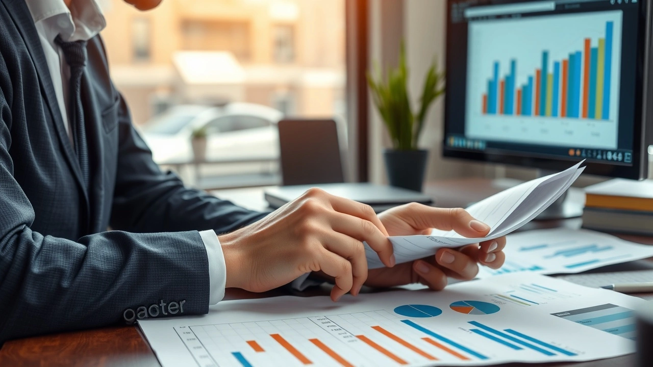 person examinant des documents financiers sur un bureau