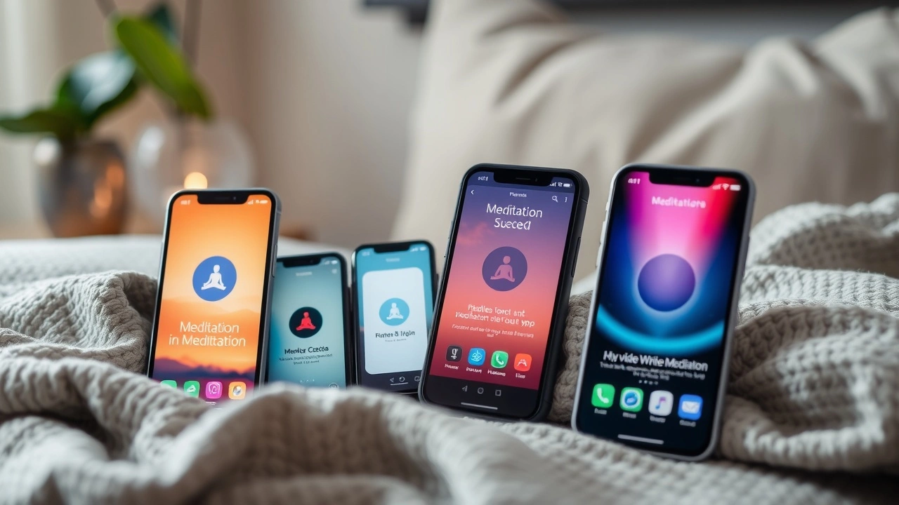 différentes applications de méditation sur des smartphone