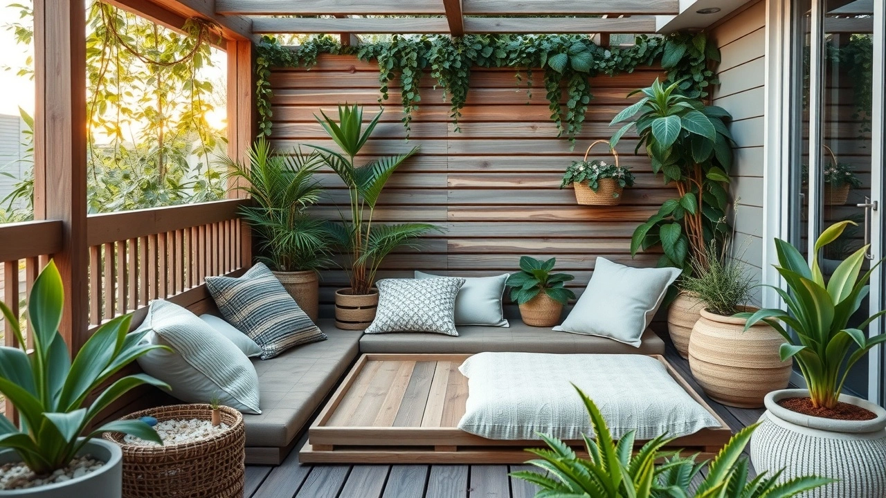 espace de detente ecoresponsable dans un jardin ou balcon