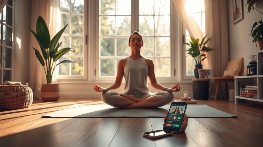 Un espace de méditation paisible avec une personne pratiquant la méditation.