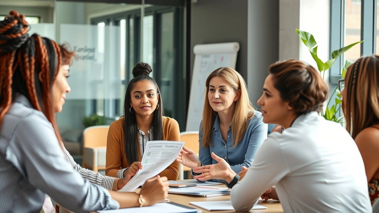 groupe divers d'employes en formation sur la durabilite