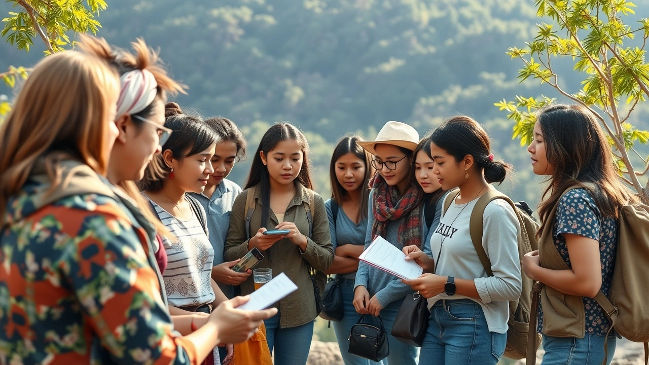 groupe de voyageurs lors d un atelier de sensibilisation environnementale