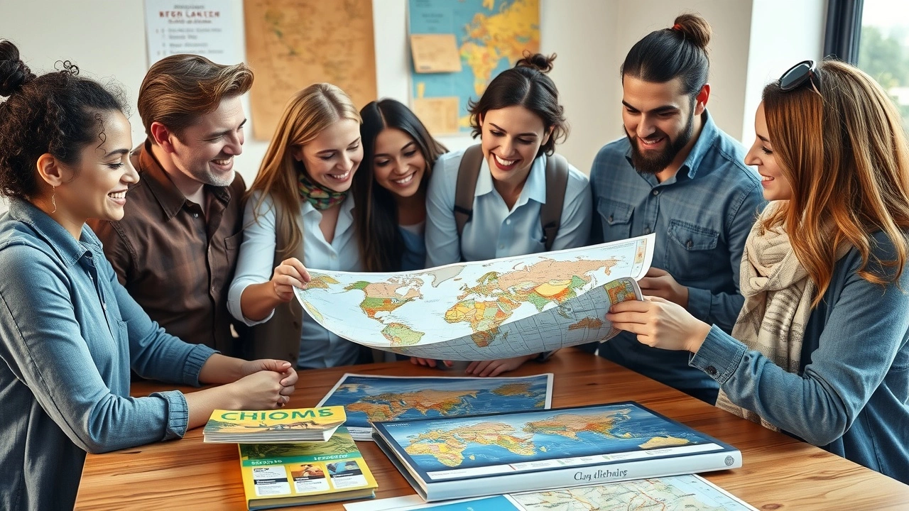 groupe de voyageurs planifiant un voyage responsable