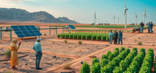 Illustration des dernières innovations en technologie de désertification et leur impact sur l'agriculture durable.