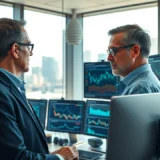 Un investisseur analysant des données financières dans un bureau moderne