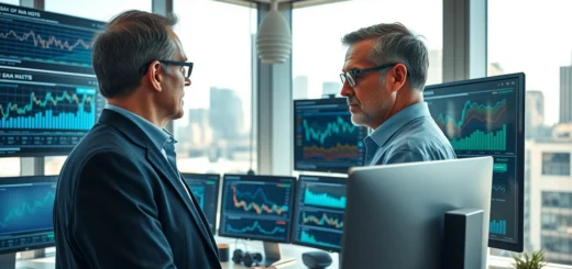 Un investisseur analysant des données financières dans un bureau moderne