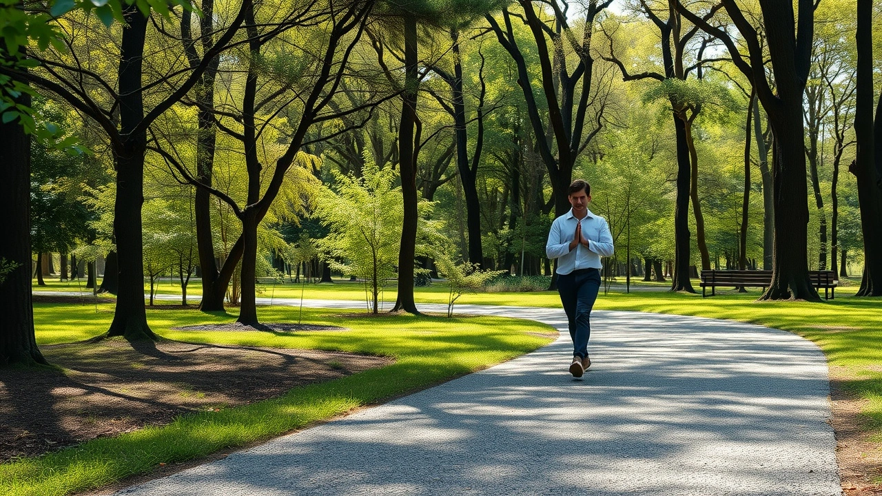 person en train de marcher en méditation dans la nature