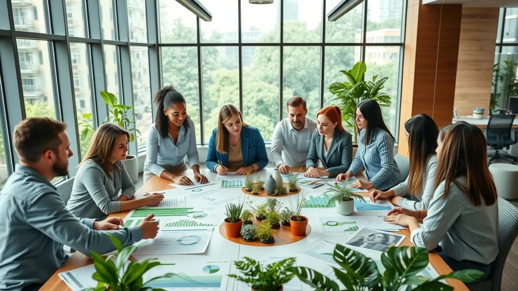 Image d'une réunion professionnelle axée sur la finance durable.
