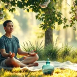 Une personne pratiquant des rituels de gratitude dans la nature, symbolisant l'épanouissement.