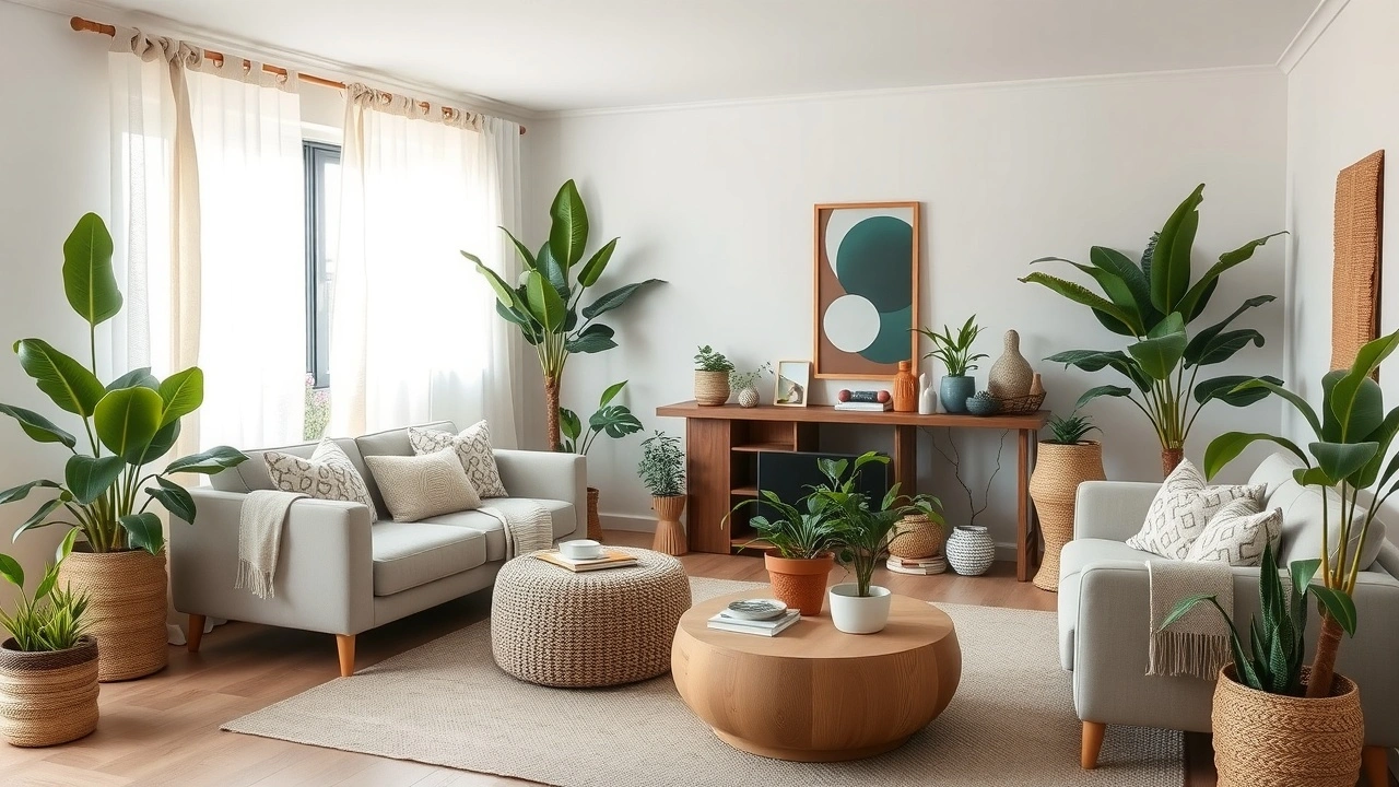 salon avec des elements de deco zero dechet