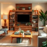 Un salon élégant avec des éléments de déco zéro déchet et chic.