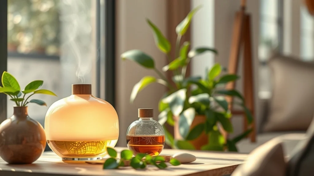 Une scène intérieure sereine avec des parfums naturels et durables