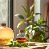 Une scène intérieure sereine avec des parfums naturels et durables
