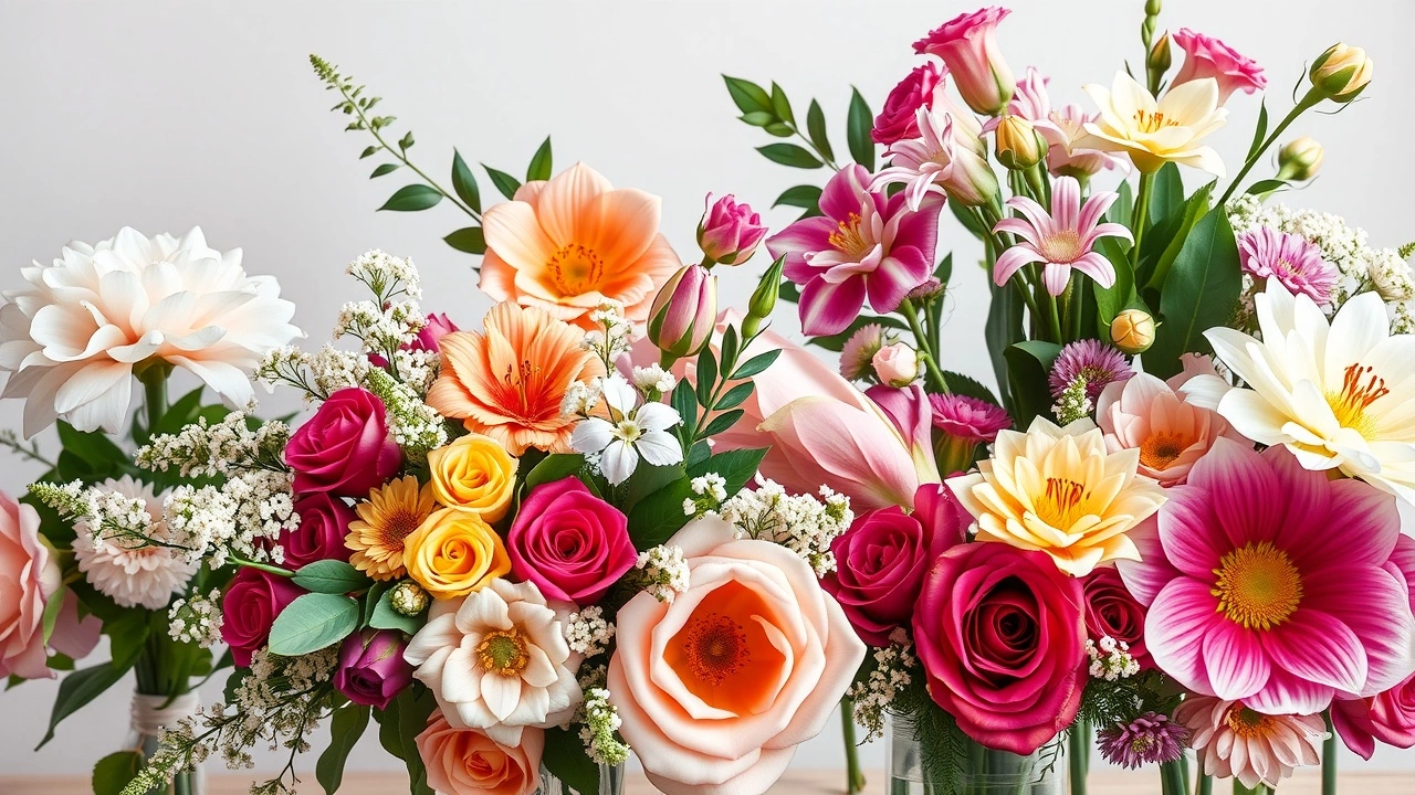 différents arrangements floraux en divers styles