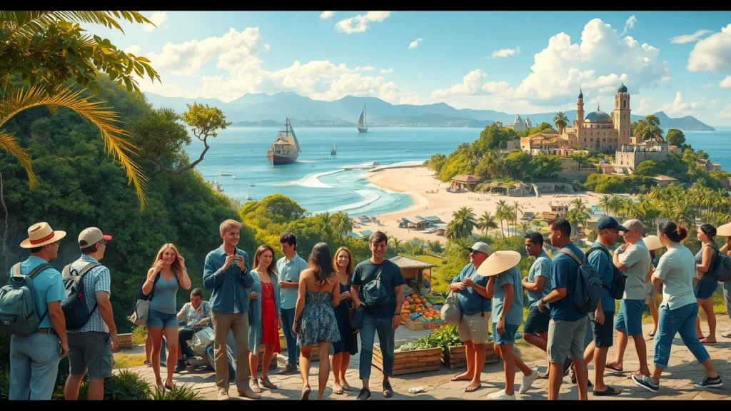 Groupe de voyageurs engagés dans des activités de voyage responsable.