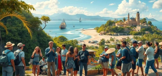 Groupe de voyageurs engagés dans des activités de voyage responsable.